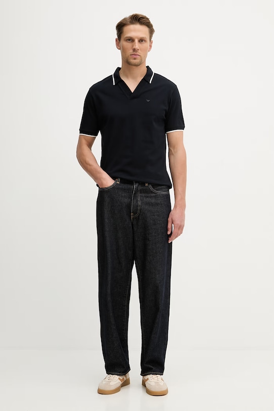 Bavlnené polo tričko Emporio Armani EM005852.AF12955 tmavomodrá SS26