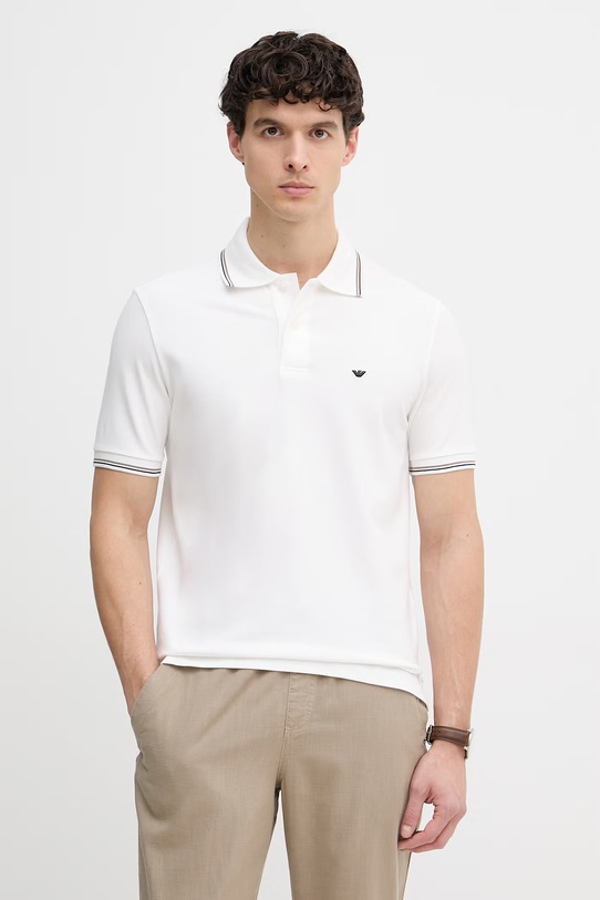 Emporio Armani T-shirt męski bawełniany z elastanem biały EM004606.AF23090