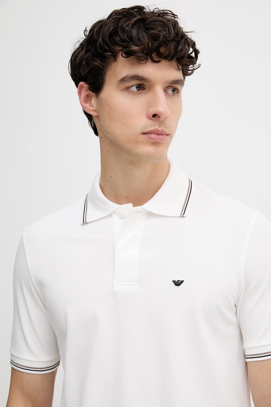 Emporio Armani T-shirt męski bawełniany z elastanem biały EM004606.AF23090