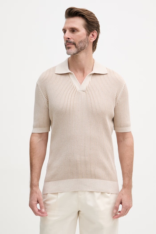 Frescobol Carioca polo męskie z kaszmirem beżowy 2793.35