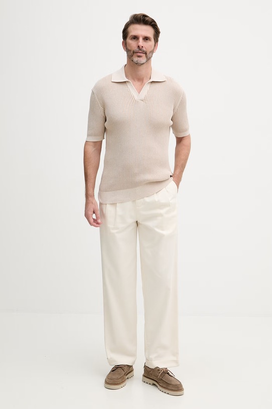 Frescobol Carioca polo męskie z kaszmirem 2793.35 beżowy SS26