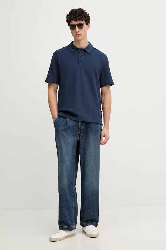 Trussardi polo męskie z bawełną G5058000102N granatowy SS26