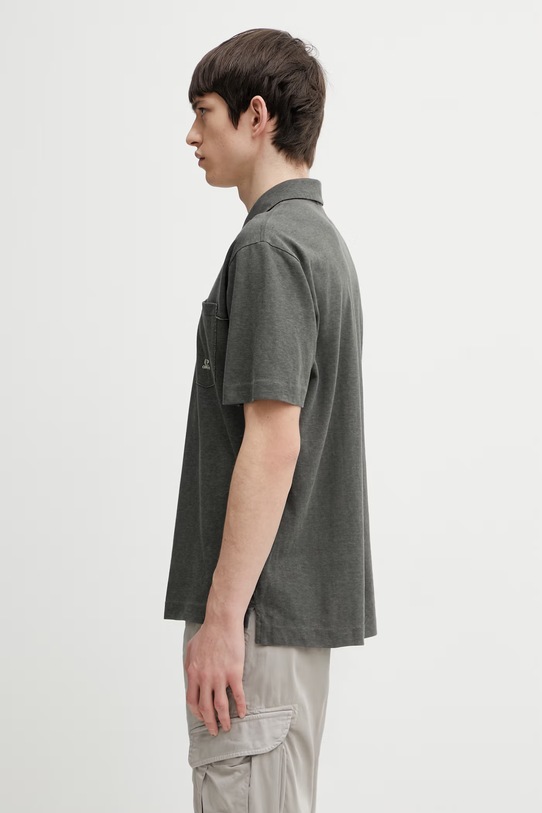 Bavlněné polo tričko C.P. Company 20CMPL201A110643P šedá SS26