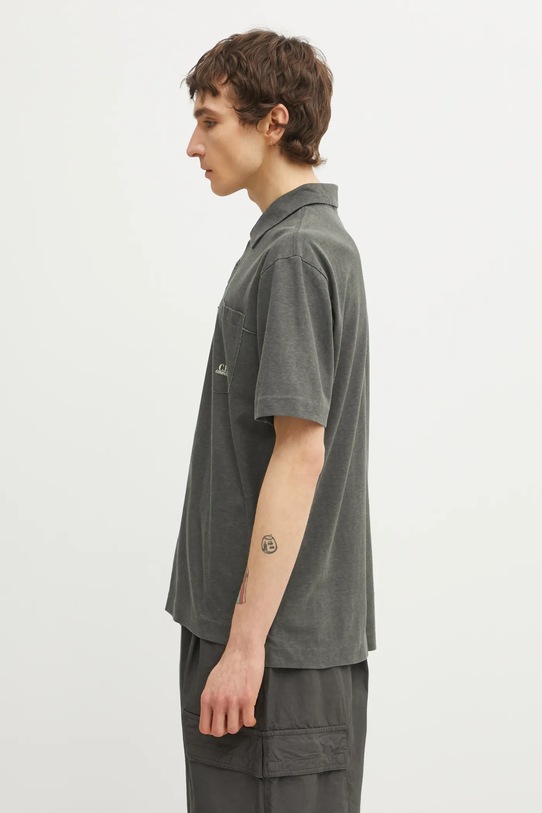 Bavlněné polo tričko C.P. Company 20CMPL201A110643P šedá SS26