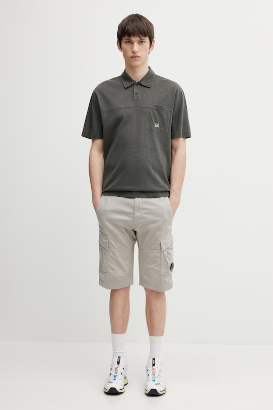Bavlněné polo tričko C.P. Company 20CMPL201A110643P šedá