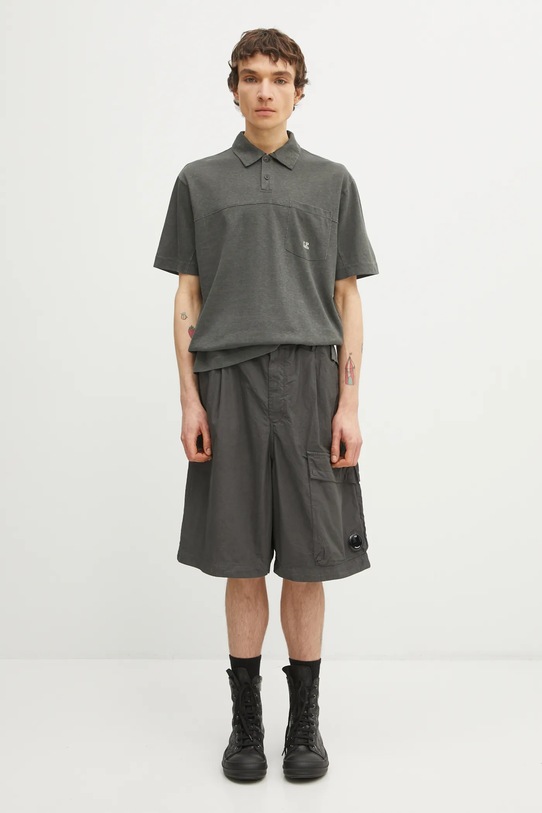 Bavlněné polo tričko C.P. Company 20CMPL201A110643P šedá