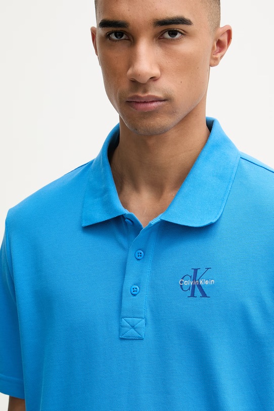Calvin Klein Jeans polo męskie bawełniane niebieski LV04RF209G