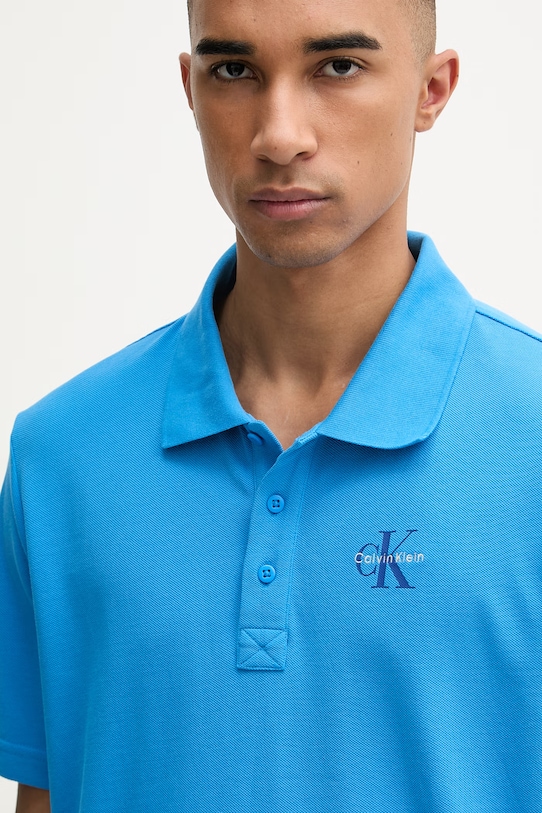 Calvin Klein Jeans polo męskie bawełniane niebieski LV04RF209G