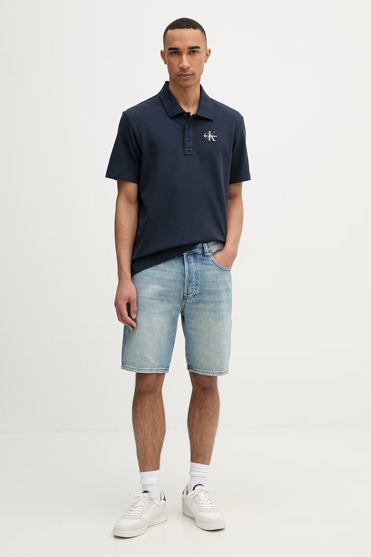 Calvin Klein Jeans polo męskie bawełniane LV04RF209G granatowy SS26