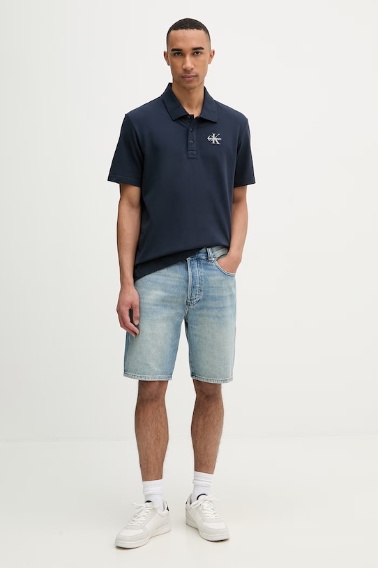 Calvin Klein Jeans polo męskie bawełniane LV04RF209G granatowy SS26