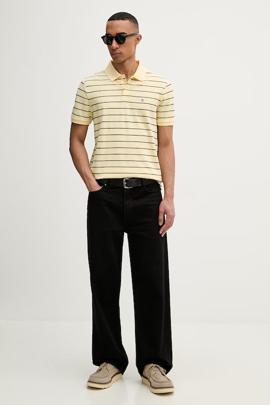 Calvin Klein Jeans polo męskie bawełniane LV04RF216G żółty SS26