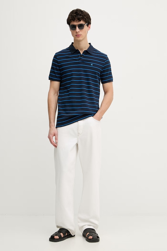 Calvin Klein Jeans polo męskie bawełniane LV04RF216G niebieski SS26