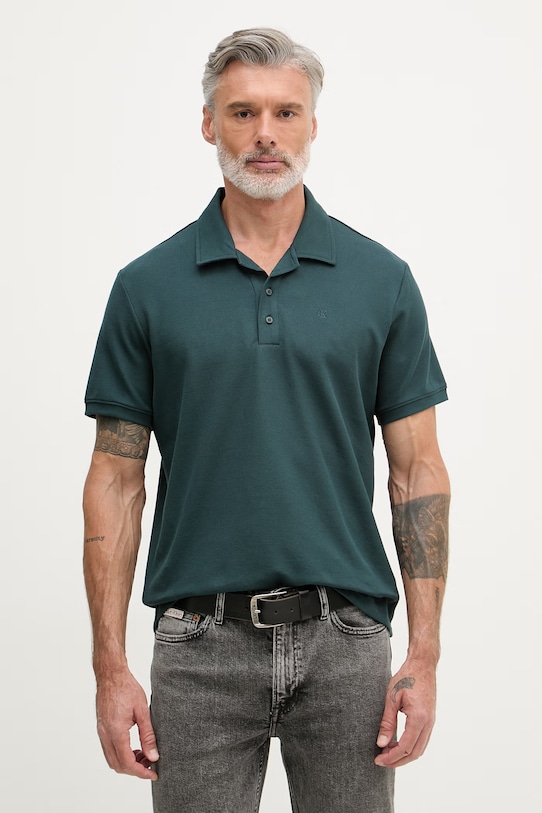 Calvin Klein Jeans πόλο Ανδρικό με βαμβάκι πράσινο LV04RF205G