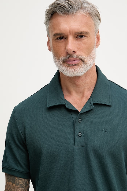 Calvin Klein Jeans πόλο Ανδρικό με βαμβάκι πράσινο LV04RF205G