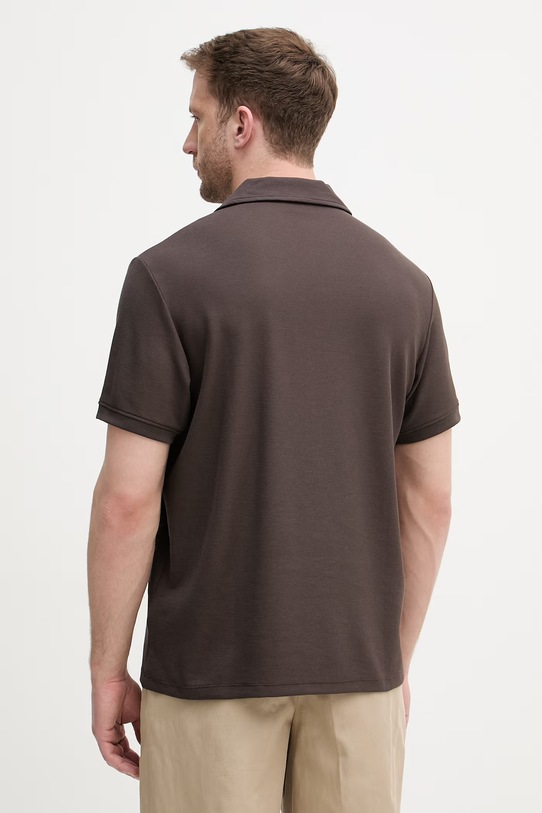 Ρούχα Calvin Klein Jeans πόλο ανδρικό με βαμβάκι LV04RF205G καφέ