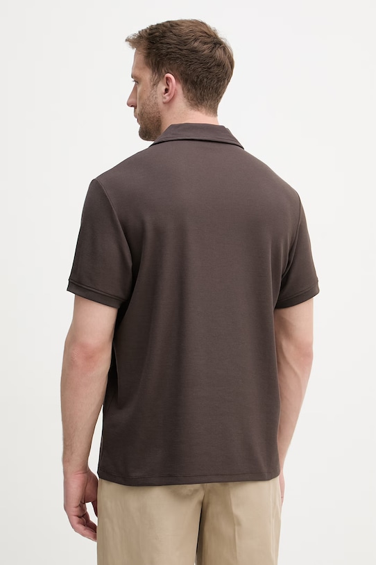 Ρούχα Calvin Klein Jeans πόλο ανδρικό με βαμβάκι LV04RF205G καφέ