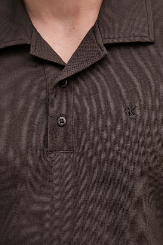 Calvin Klein Jeans πόλο ανδρικό με βαμβάκι LV04RF205G καφέ