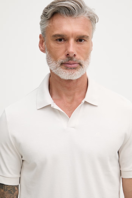 Calvin Klein Jeans polo tričko pánske bavlnené béžová LV04RF215G