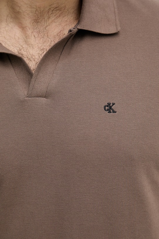 Calvin Klein Jeans polo pánské bavlněné LV04RF215G hnědá