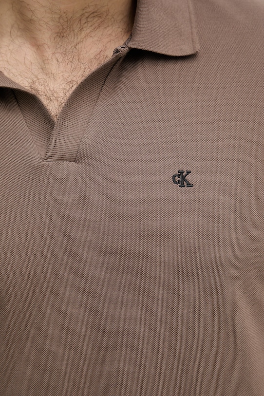 Calvin Klein Jeans πόλο Ανδρικό βαμβακερό LV04RF215G καφέ