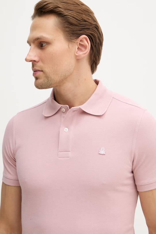 United Colors of Benetton polo bawełniane różowy 3089J3179.