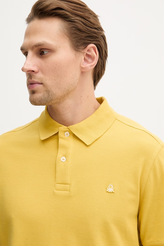 United Colors of Benetton polo bawełniane żółty 3089J3179.