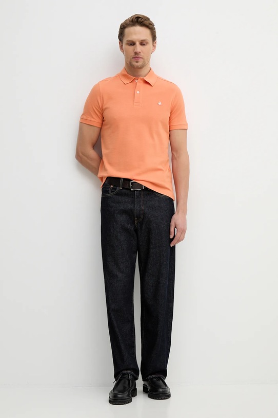 United Colors of Benetton polo bawełniane 3089J3179. pomarańczowy SS26