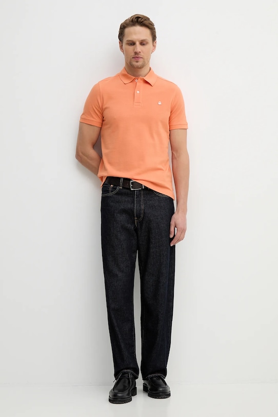 United Colors of Benetton polo bawełniane 3089J3179. pomarańczowy SS26