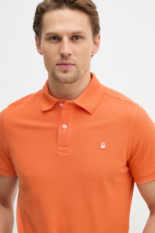 United Colors of Benetton polo de bumbac portocaliu 3089J3179.