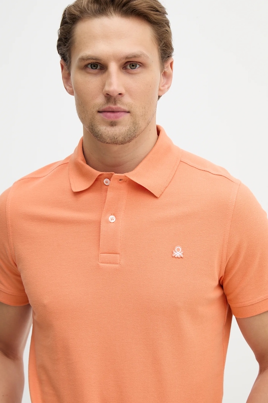 United Colors of Benetton polo bawełniane pomarańczowy 3089J3179.