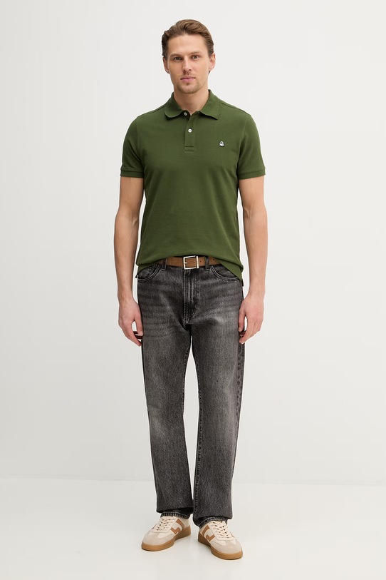 United Colors of Benetton polo bawełniane 3089J3179. zielony SS26