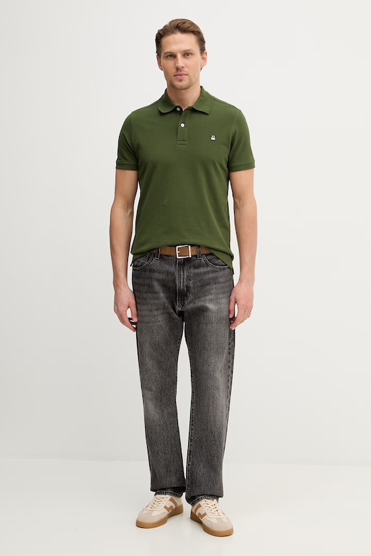 United Colors of Benetton polo bawełniane 3089J3179. zielony SS26
