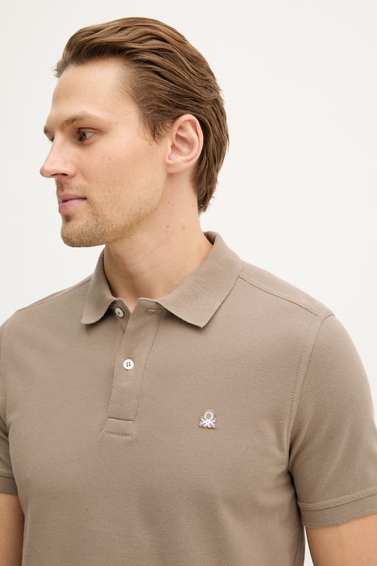 United Colors of Benetton polo bawełniane brązowy 3089J3179.