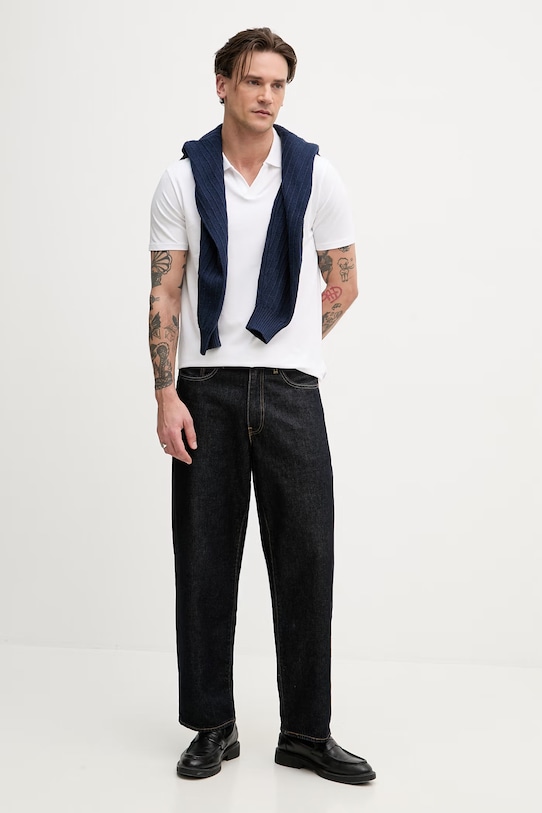 Lindbergh polo męskie bawełniane z elastanem 30.404036A biały SS26