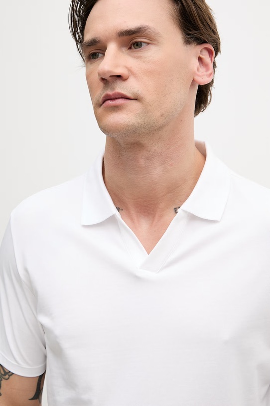 Lindbergh polo męskie bawełniane z elastanem biały 30.404036A