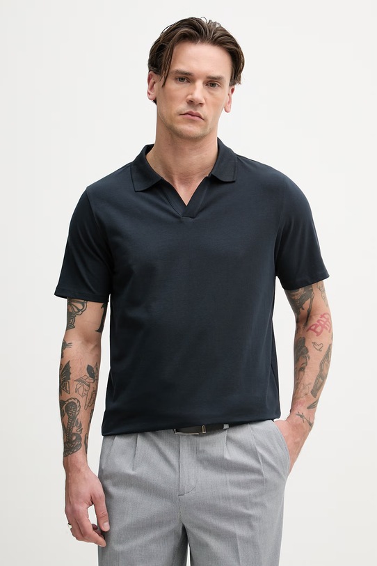 Lindbergh polo męskie bawełniane z elastanem granatowy 30.404036A