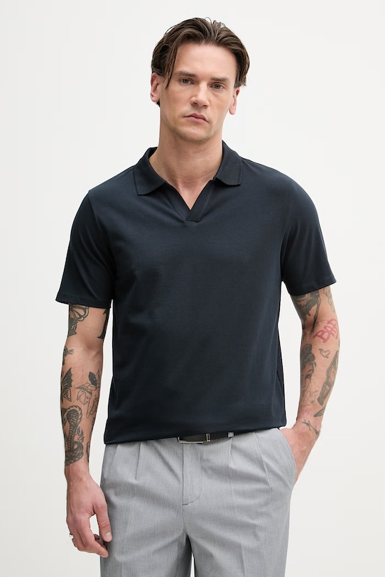 Lindbergh polo męskie bawełniane z elastanem granatowy 30.404036A