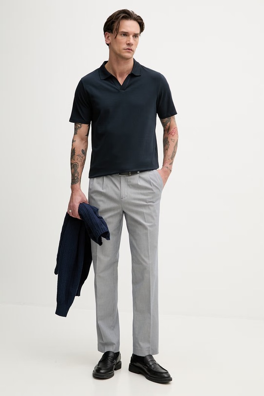 Lindbergh polo męskie bawełniane z elastanem 30.404036A granatowy SS26