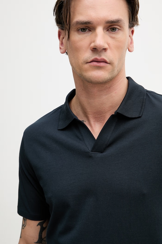Lindbergh polo męskie bawełniane z elastanem granatowy 30.404036A