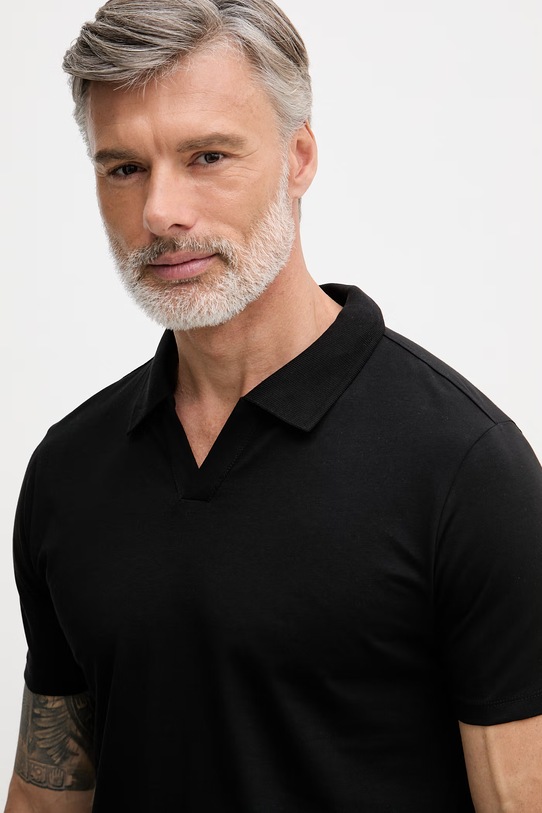 Lindbergh polo męskie bawełniane z elastanem czarny 30.404036A