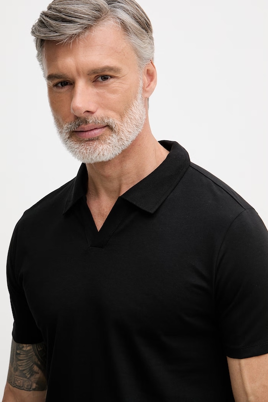 Lindbergh polo męskie bawełniane z elastanem czarny 30.404036A