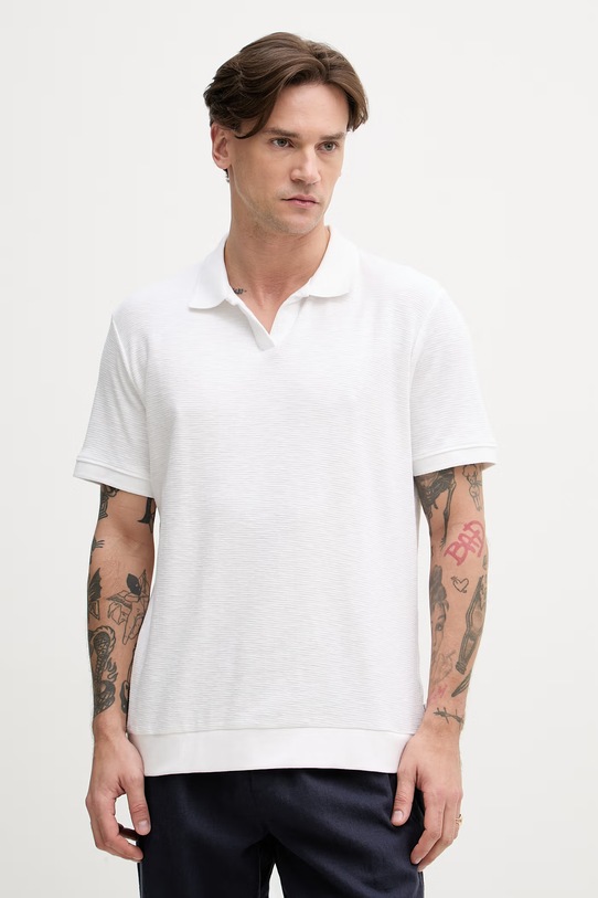 Lindbergh polo męskie bawełniane biały 30.404267