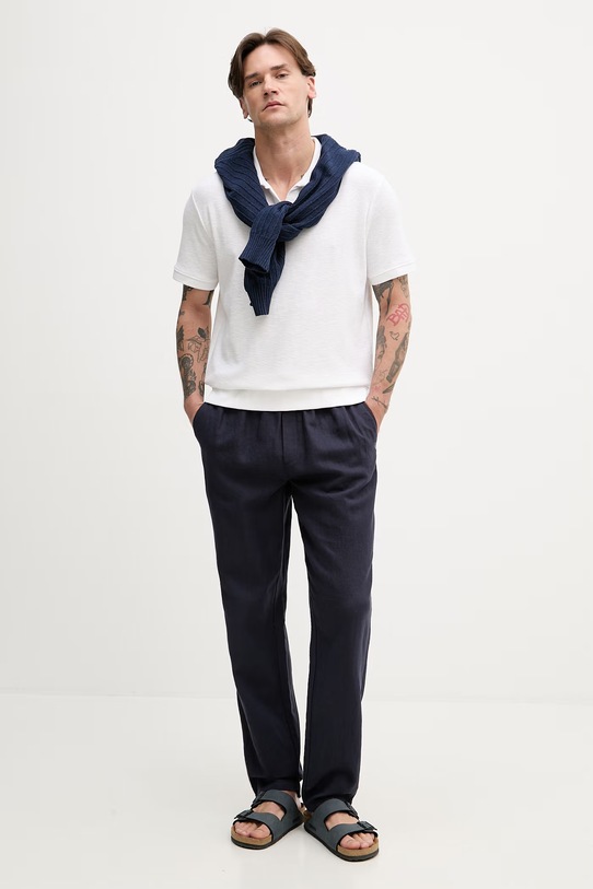 Lindbergh polo męskie bawełniane 30.404267 biały SS26