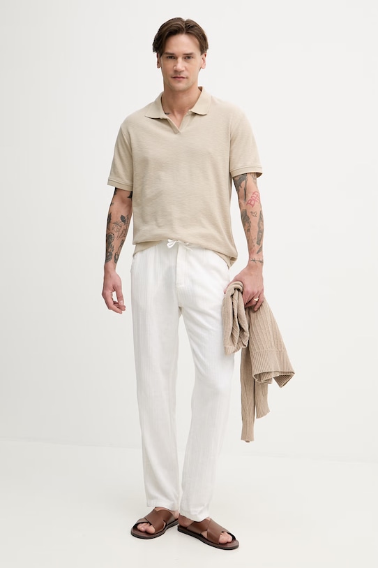 Lindbergh polo męskie bawełniane 30.404267 beżowy SS26