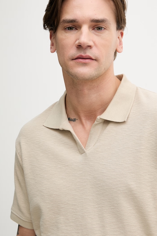 Lindbergh polo męskie bawełniane beżowy 30.404267