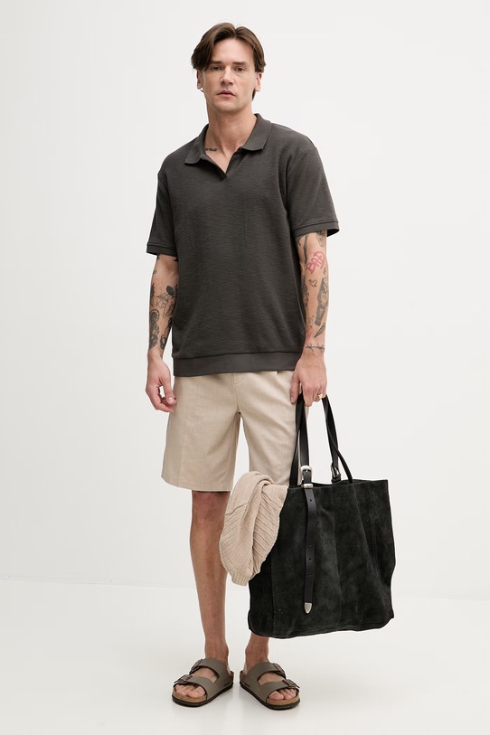 Lindbergh polo męskie bawełniane 30.404267 brązowy SS26