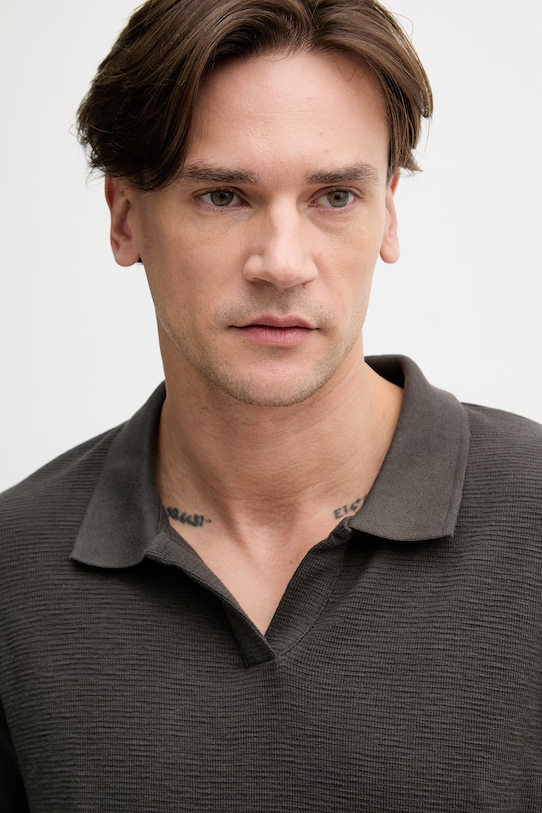 Lindbergh polo męskie bawełniane brązowy 30.404267