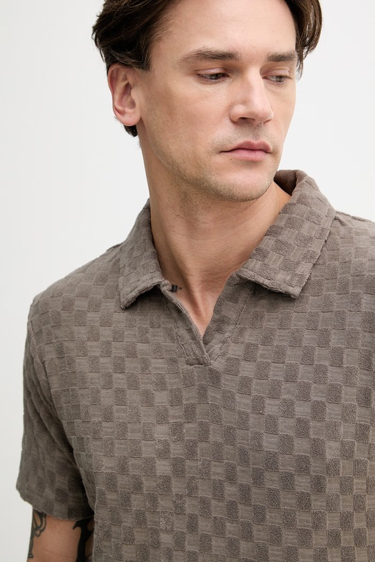 Lindbergh polo męskie z bawełną brązowy 30.404583