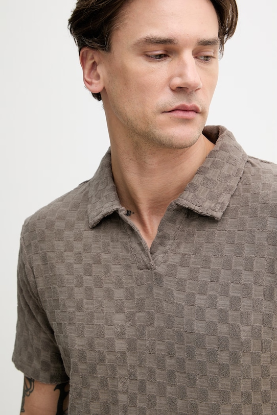 Lindbergh polo męskie z bawełną brązowy 30.404583