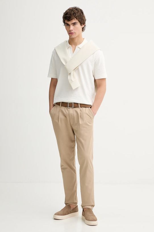 Marc O'Polo polo bawełniane 5000012663 beżowy SS26